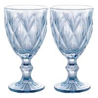 Jogo 2 Taças De Vidro Diamond Diamante Azul Metálico Para água 325ml Lyor - 9