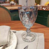 Jogo 4 Taças De Vidro Diamond Diamante Azul Metálico Para água 325ml Lyor - 5