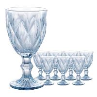 Jogo 8 Taças De Vidro Diamond Diamante Azul Metálico Para água 325ml Lyor - 1