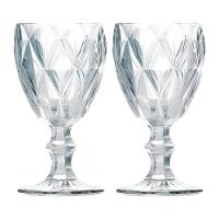 Jogo 2 Taças De Vidro Diamond Diamante Transparente 300ml água Class Home - 1