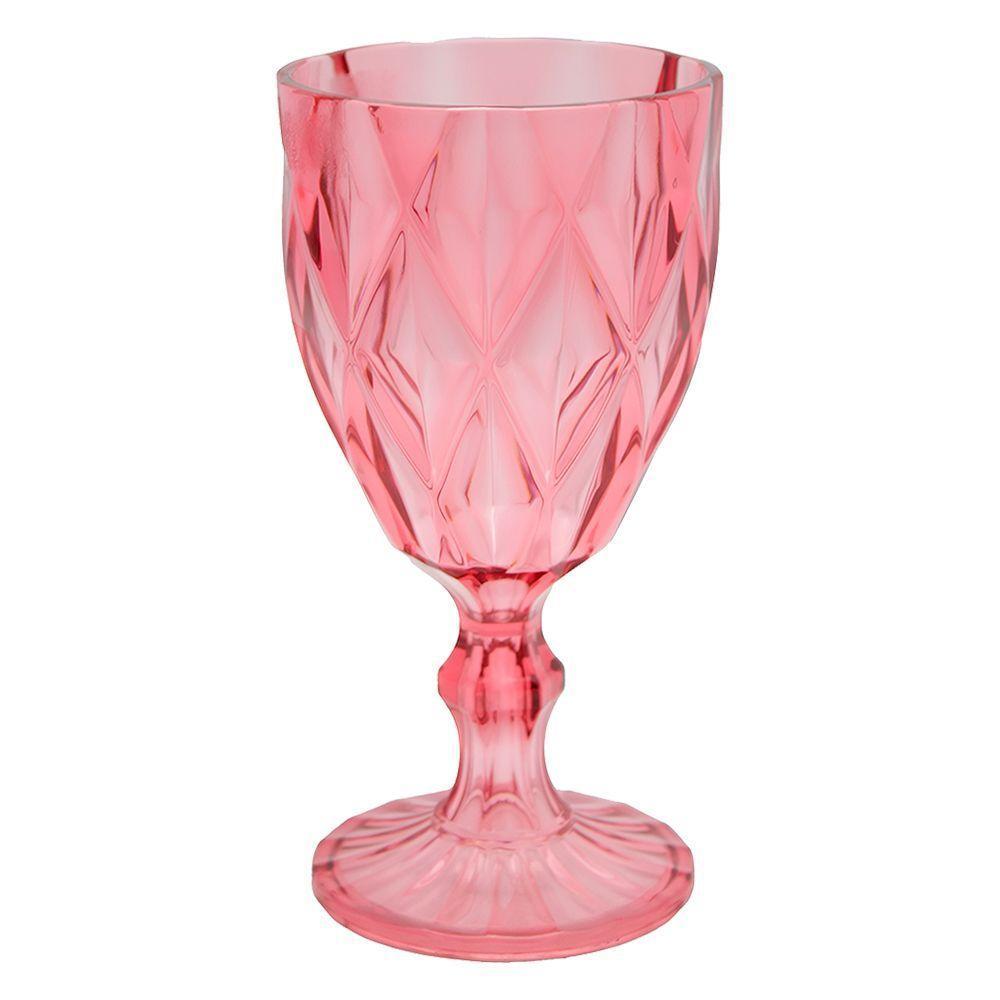 Jogo 10 Taças De Acrílico Vermelha Diamond Diamante Festa Piscina Plástico 330ml Lyor - 3