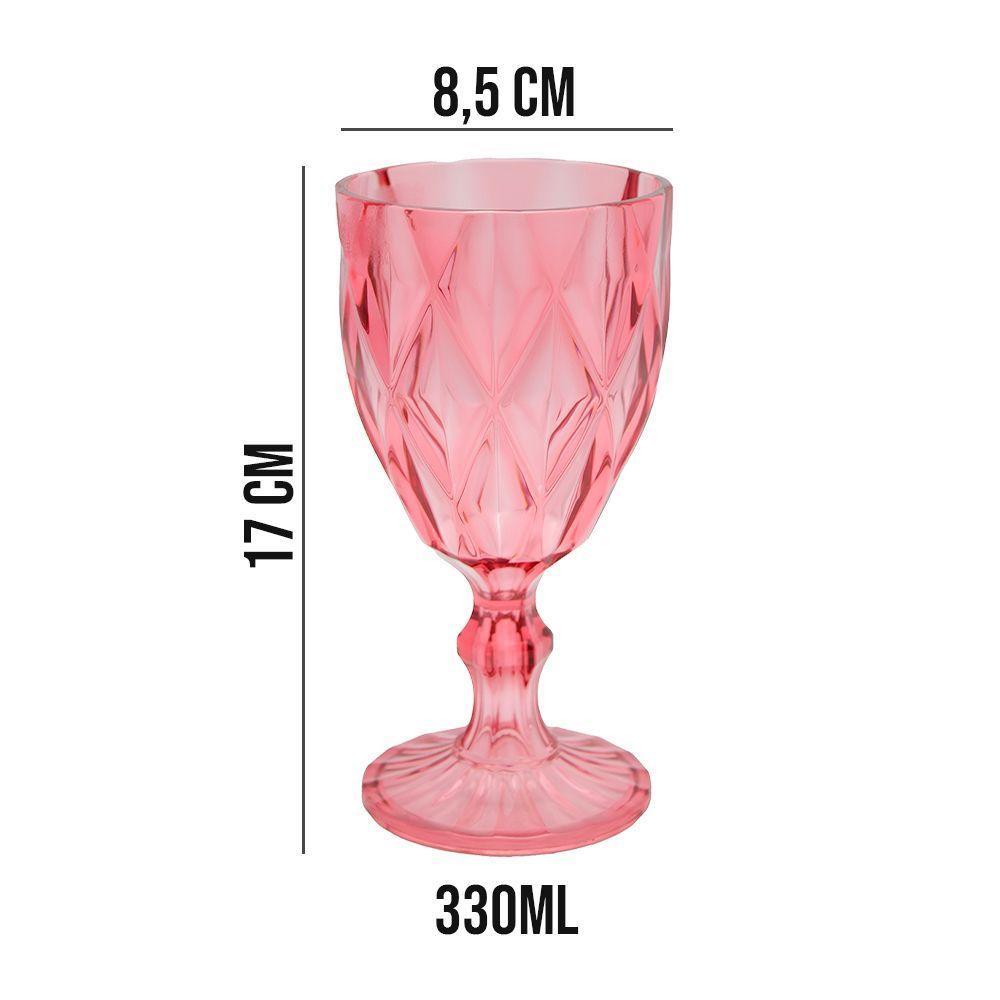 Jogo 10 Taças De Acrílico Vermelha Diamond Diamante Festa Piscina Plástico 330ml Lyor - 6