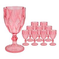 Jogo 10 Taças De Acrílico Vermelha Diamond Diamante Festa Piscina Plástico 330ml Lyor - 1