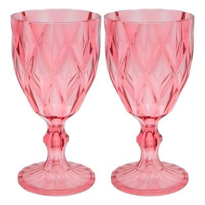 Jogo 2 Taças De Acrílico Vermelha Diamond Diamante Festa Piscina Plástico 330ml Lyor
