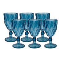 Jogo 6 Taças De Acrílico Azul Diamond Diamante Festa Piscina Plástico 330ml Lyor - 1