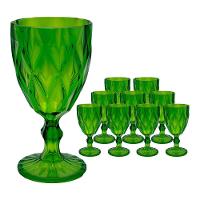 Jogo 10 Taças De Acrílico Verde Diamond Diamante Festa Piscina Plástico 330ml Lyor - 1
