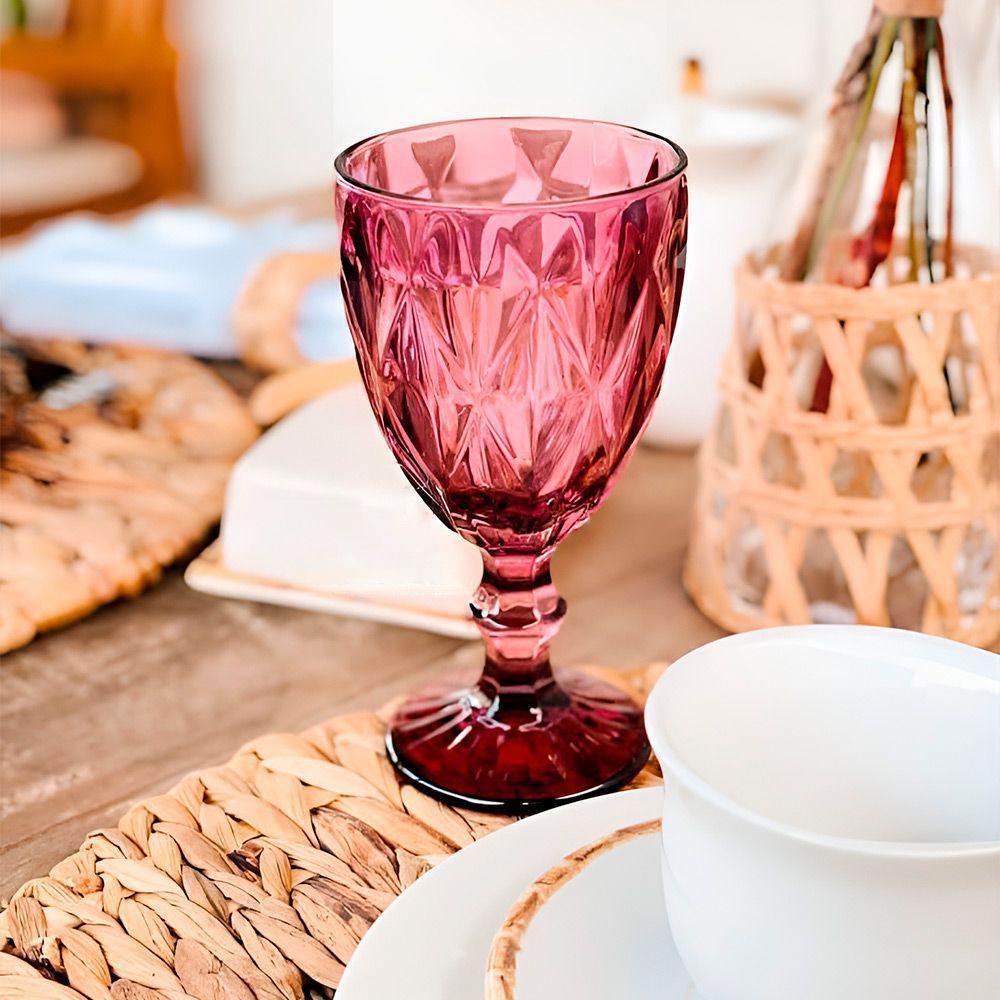 Jogo 6 Taças De Acrílico Vermelha Diamond Diamante Festa Piscina Plástico 330ml Lyor - 2