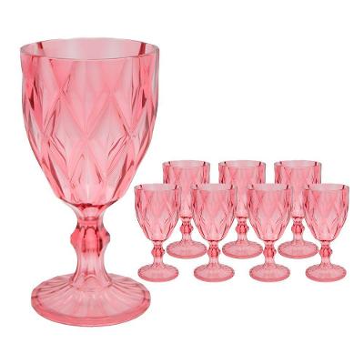 Jogo 8 Taças De Acrílico Vermelha Diamond Diamante Festa Piscina Plástico 330ml Lyor