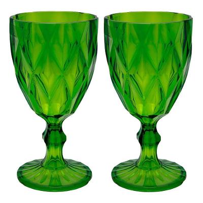 Jogo 2 Taças De Acrílico Verde Diamond Diamante Festa Piscina Plástico 330ml Lyor