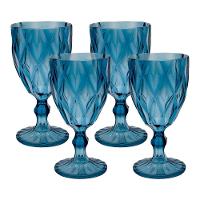 Jogo 4 Taças De Acrílico Azul Diamond Diamante Festa Piscina Plástico 330ml Lyor - 1