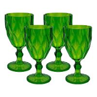 Jogo 4 Taças De Acrílico Verde Diamond Diamante Festa Piscina Plástico 330ml Lyor - 1