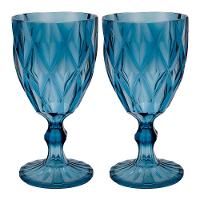 Jogo 2 Taças De Acrílico Azul Diamond Diamante Festa Piscina Plástico 330ml Lyor - 1