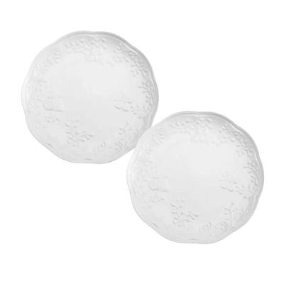 Jogo 2 Pratos Raso Porcelana New Bone Butterfly 26,5cm Lyor Branco