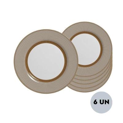 Jogo C-6 Pratos Raso Fendi Plus Cerâmica Alleanza 30cm