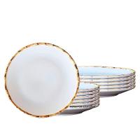 Jogo 12 Pratos Rasos 27cm Borda De Bambu Cerâmica 1ª Linha Scalla - 1