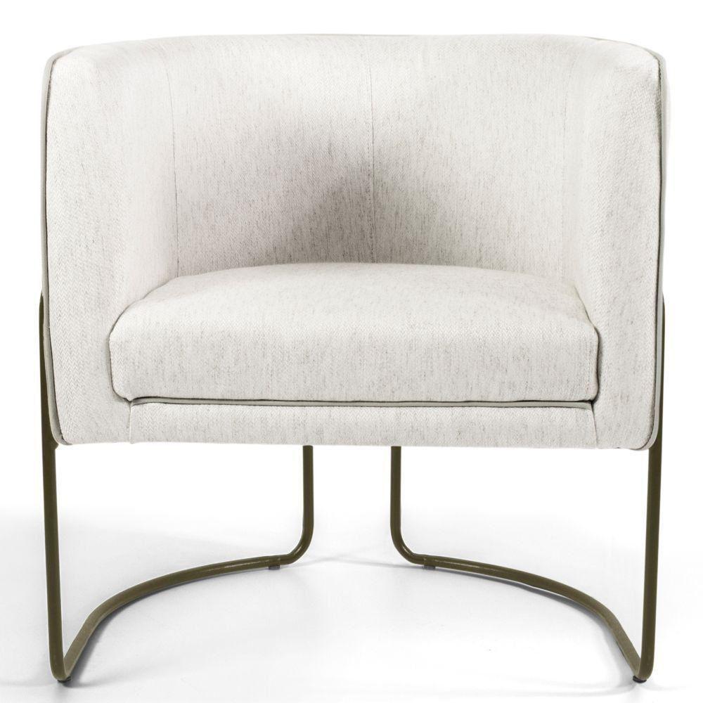 Poltrona Fixa Base De Aço Bronze Betina D02 Linho Creme A-48 - 5