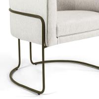 Poltrona Fixa Base De Aço Bronze Betina D02 Linho Creme A-48 - 3