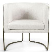 Poltrona Fixa Base De Aço Bronze Betina D02 Linho Creme A-48 - 5