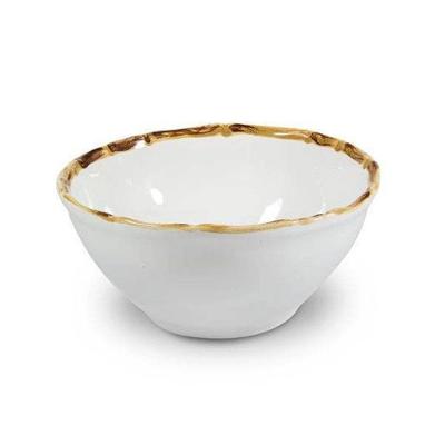 Jogo 6 Pratos Raso 6 Sobremesa 6 Bowls Borda Bambu Cerâmica 1ª Linha Scalla