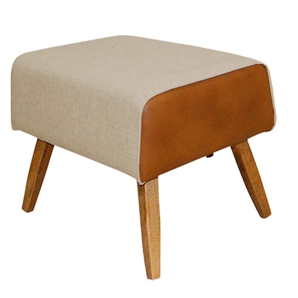 Kit Poltrona Com Puff Linho Bege C-129 Corano Marrom - 7