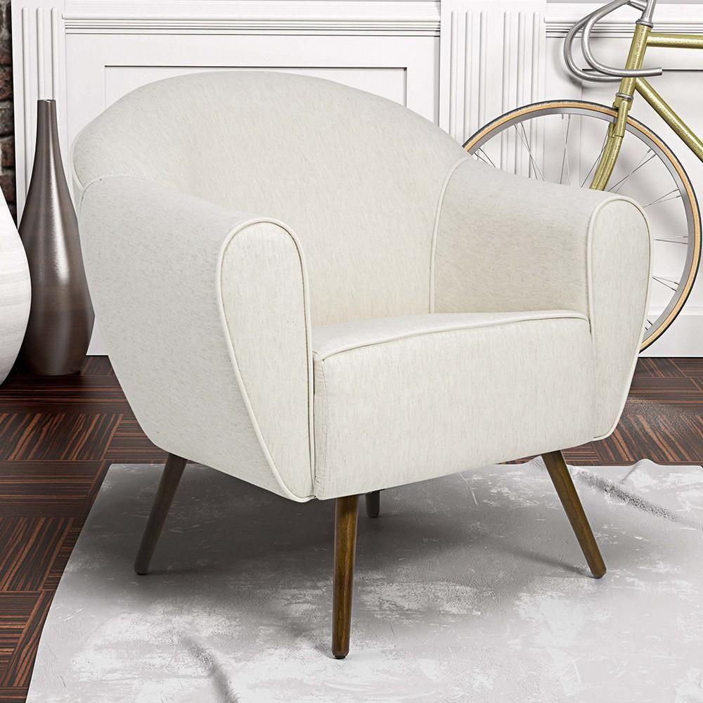 Poltrona Fixa Com Pés Palito Nina Linho Bege B-298 - 9