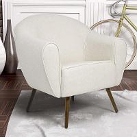 Poltrona Fixa Com Pés Palito Nina Linho Bege B-298 - 9