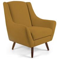 Kit 02 Poltronas Fixa Pés De Madeira Veludo Mostarda Escuro - 4