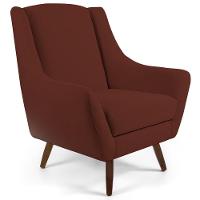 Poltrona Fixa Com Puff Pés De Madeira Veludo Terracota C-417 - 5