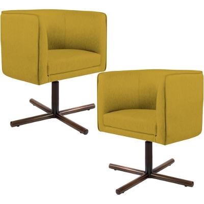Kit 2 Poltronas Giratórias Betina D02 Veludo Mostarda Lyam Decor