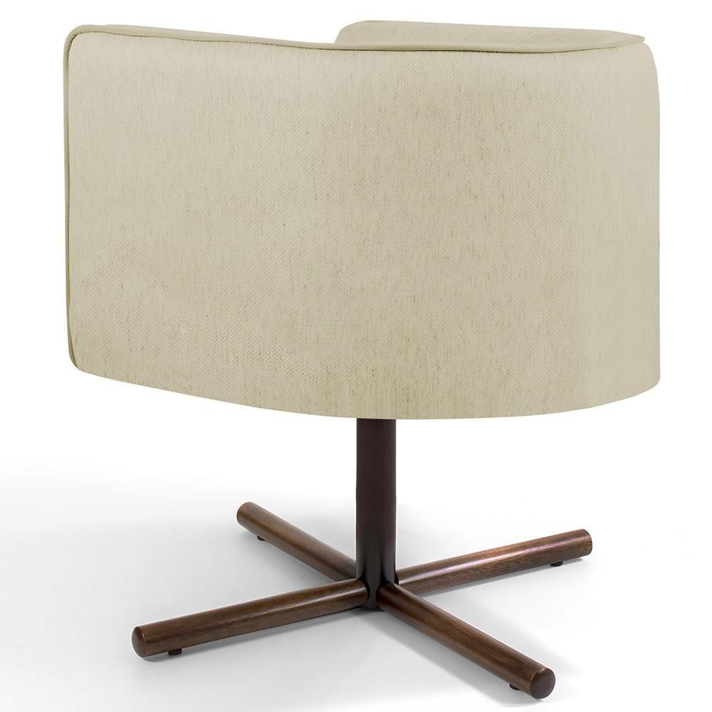 Poltrona Giratória Base X Linho Bege C-129 - 3