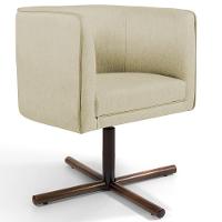 Poltrona Giratória Base X Linho Bege C-129 - 1