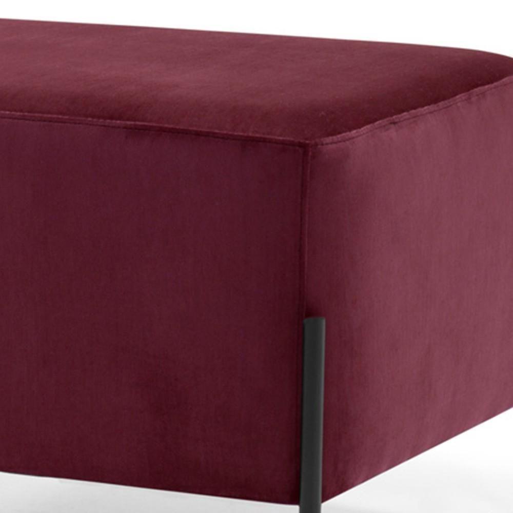 Puff Retangular 60x45 D02 Pés De Aço Veludo Marsala C-278 - 4