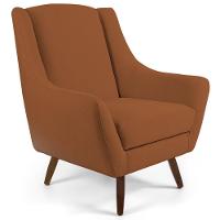 Poltrona Fixa Com Puff Pés De Madeira Veludo Telha C-262 - 5