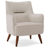 Poltrona Fixa Pés De Madeira Isabella D02 Linho Cru C-443 - 1