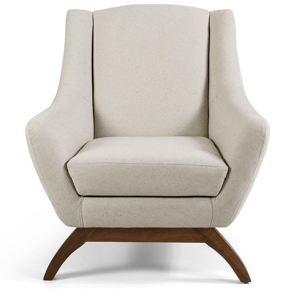 Poltrona Fixa Base De Madeira Algodão Bege C-370 - 4