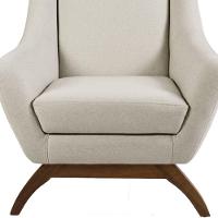 Poltrona Fixa Base De Madeira Algodão Bege C-370 - 3