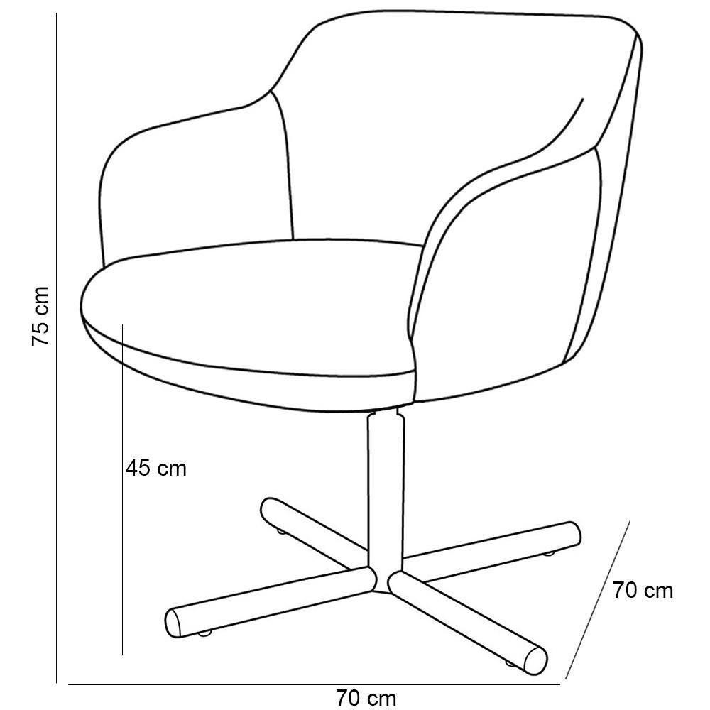 Poltrona Giratória Base X Linho Bege Tressê Corano Marrom - 2