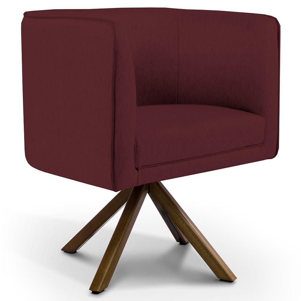 Kit 02 Poltronas Base Giratória Veludo Marsala C-278 - 5