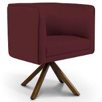 Kit 02 Poltronas Base Giratória Veludo Marsala C-278 - 5