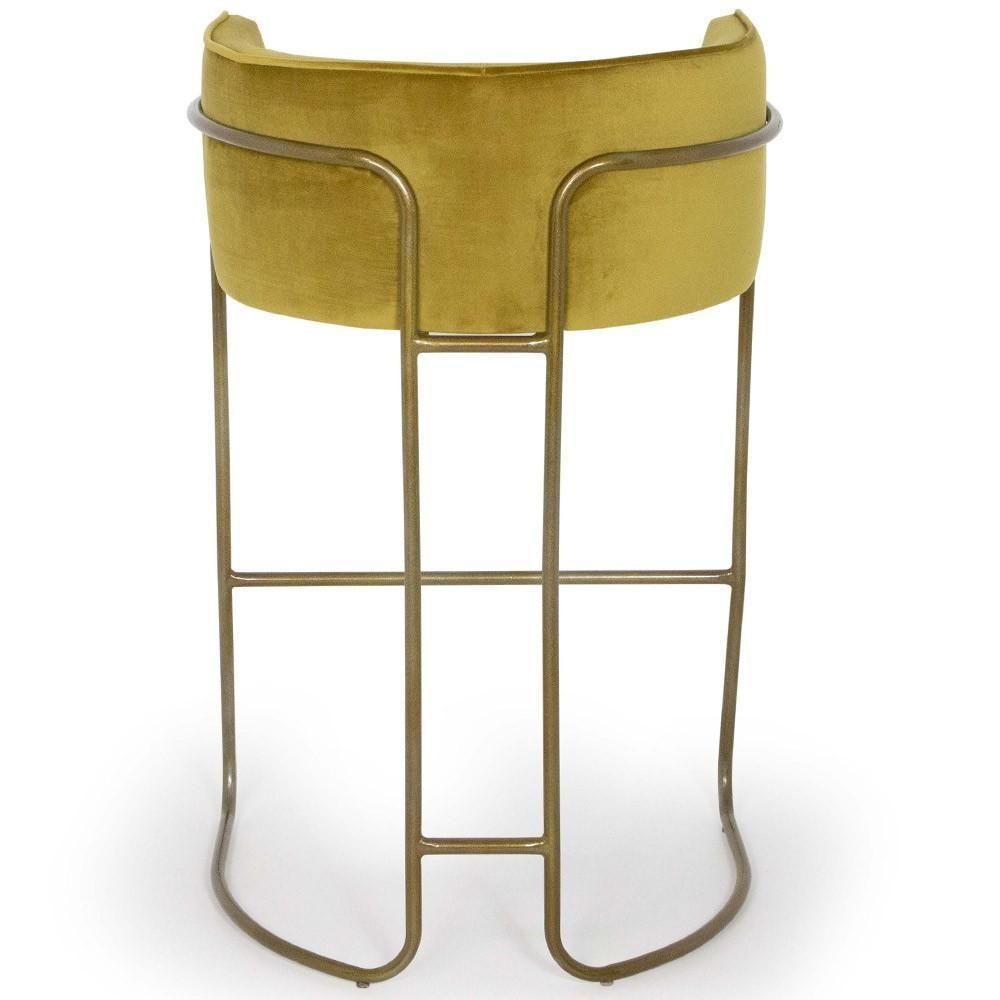 Kit 02 Banquetas Fixa Bronze Veludo Mostarda C-260 - 5