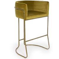 Kit 02 Banquetas Fixa Bronze Veludo Mostarda C-260 - 9