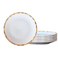 Jogo 6 Pratos Rasos 27cm Cerâmica Borda De Bambu 1ª Linha Scalla - 1
