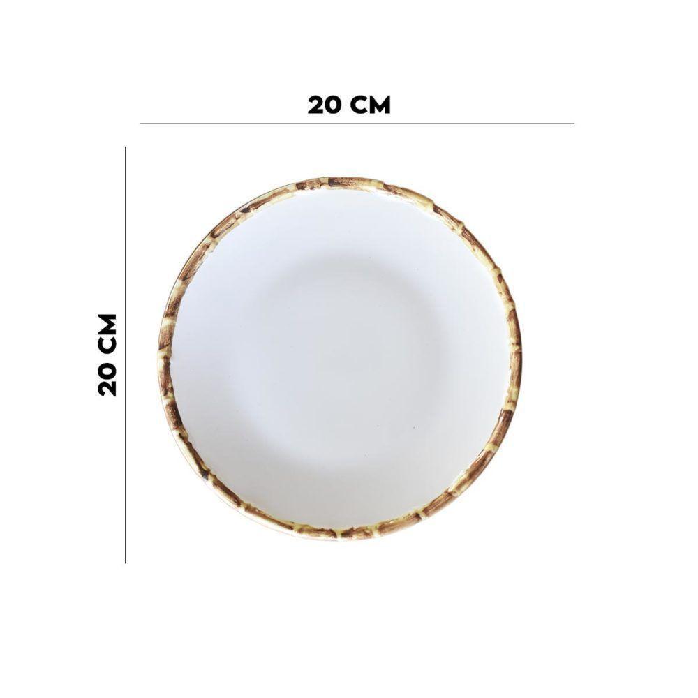 Jogo 4 Pratos Sobremesa 20cm Bambu Cerâmica Scalla 1ª Linha - 4