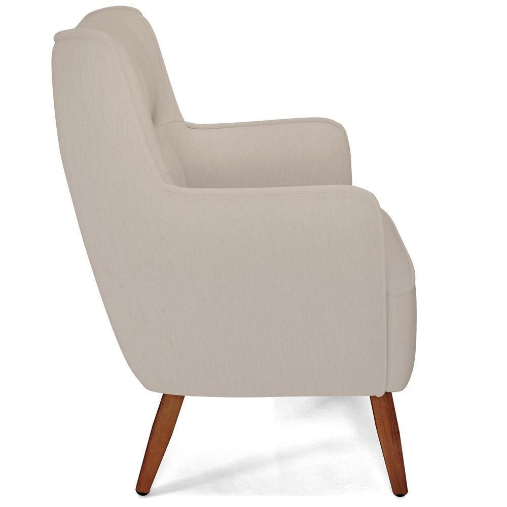 Kit 02 Poltronas Fixa Pés De Madeira Isabella D02 Cru C-443 - 3