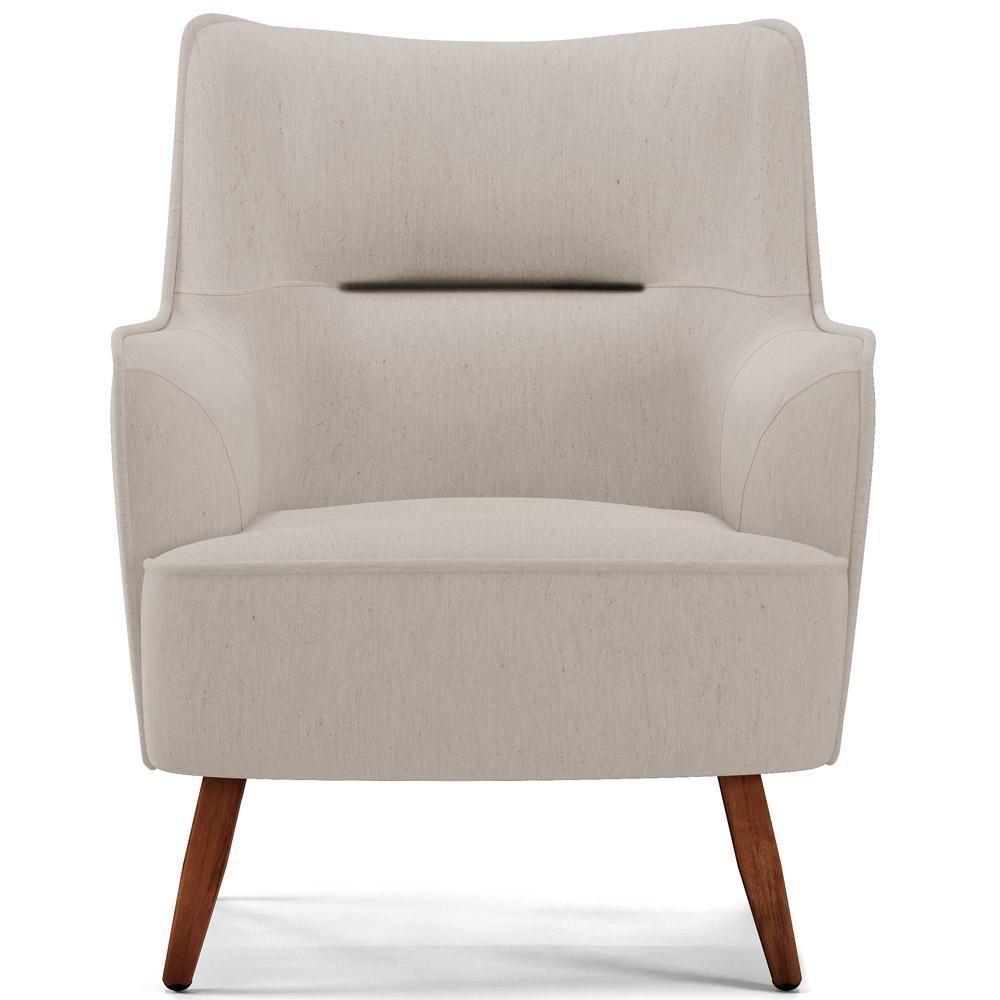 Kit 02 Poltronas Fixa Pés De Madeira Isabella D02 Cru C-443 - 4