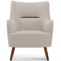 Kit 02 Poltronas Fixa Pés De Madeira Isabella D02 Cru C-443