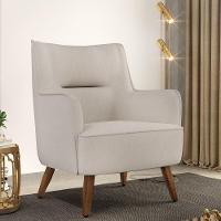 Kit 02 Poltronas Fixa Pés De Madeira Isabella D02 Cru C-443 - 8