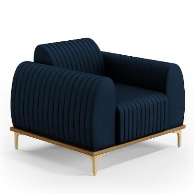 Kit 2 Poltronas Molino D02 Veludo Azul Oxford Lyam Decor
