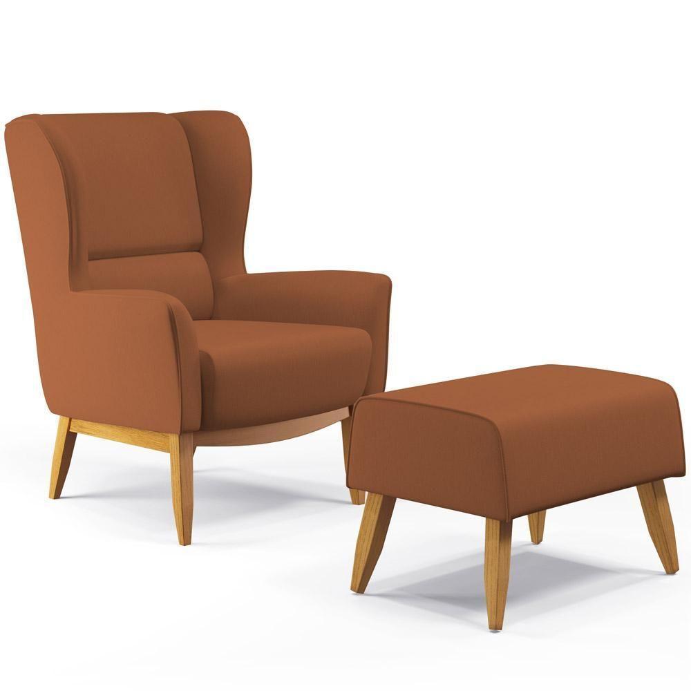 Kit Poltrona Milena D02 Com Puff Viseo Veludo Telha C-262 - 1