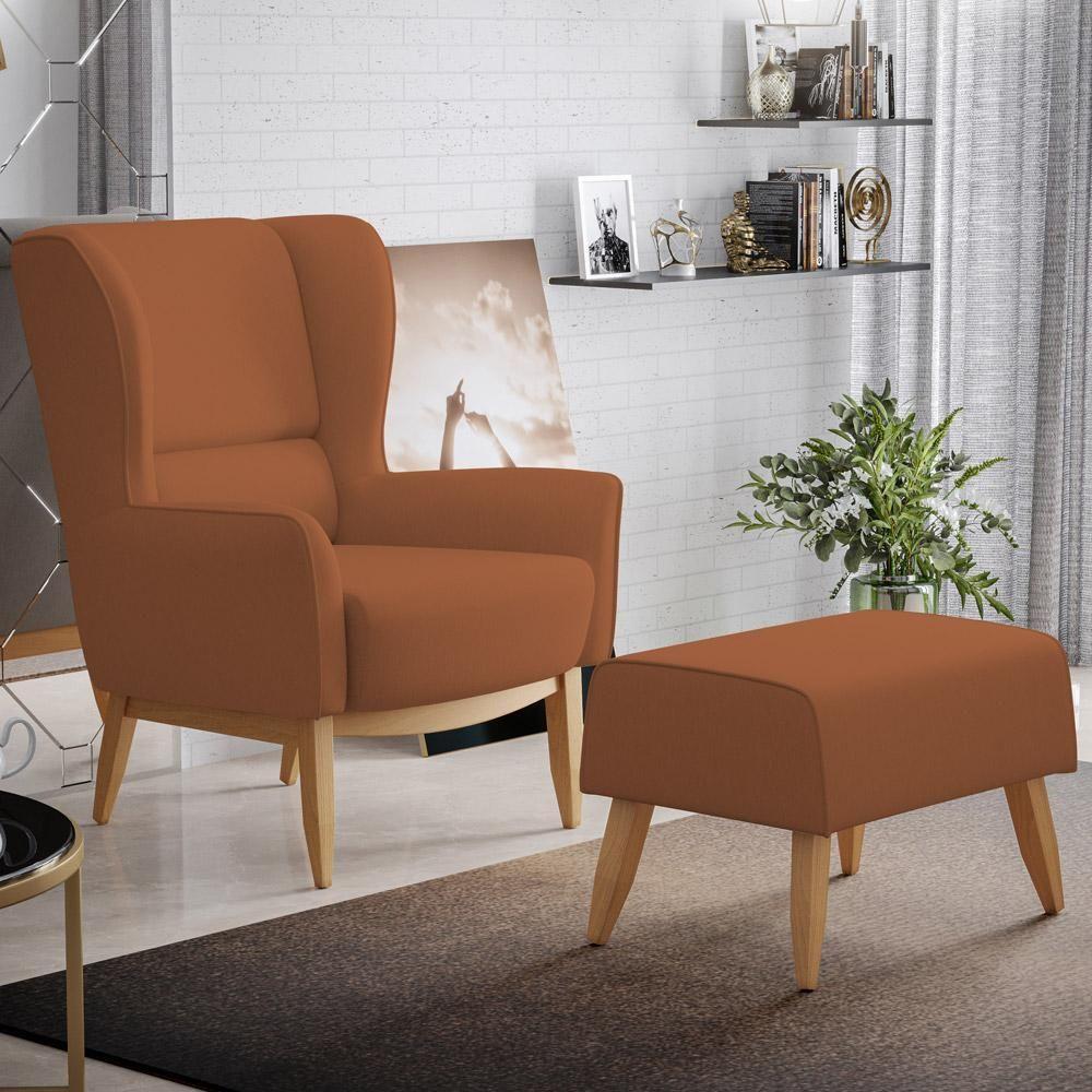 Kit Poltrona Milena D02 Com Puff Viseo Veludo Telha C-262 - 1